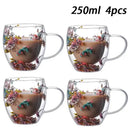 Caneca Flowers Artesanal em Vidro Duplo