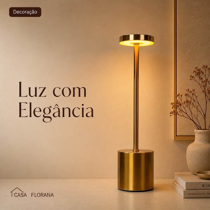 Abajur de mesa LED recarregável sem fio com design moderno e iluminação aconchegante