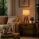 Abajur de Madeira Rústico Tripé | Luminária de Mesa Bivolt Decorativa