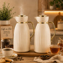 Garrafa Térmica Premium Jade 1L Click Bege E Dourado