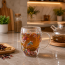 Caneca Flowers Artesanal em Vidro Duplo