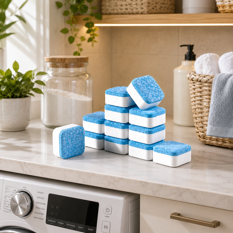 Pastilhas de Limpeza Profunda para Máquina de Lavar (Kit com 6 ou 10 pastilhas)