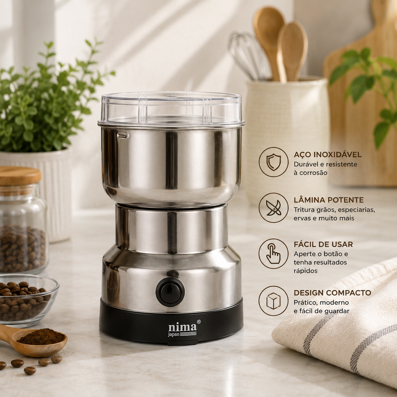 Moedor elétrico de café Premium - Café Fresco Moído na Hora, com Praticidade e Sabor Intenso