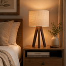 Abajur de Madeira Rústico Tripé | Luminária de Mesa Bivolt Decorativa