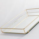 Bandeja Helo Decorativa de Espelho com Metal Base Retangular 20x30cm Organização Ambientes