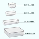 Kit 7 e Kit 14 Organizadores Multiuso para Gavetas, Armários, Geladeiras Potes em Acrílico