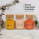 Potes de Tempero Vidro 200ml + Cartela de Temperos com 28 Adesivos Opcional | ESCOLHA SEU KIT