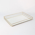 Bandeja Helo Decorativa de Espelho com Metal Base Retangular 20x30cm Organização Ambientes