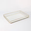 Bandeja Helo Decorativa de Espelho com Metal Base Retangular 20x30cm Organização Ambientes