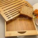 Migalheira de Bambu Tábua de Corte Para Pães Bolos e Frios Com Bandeja Multiuso Porta Panela 4 em 1