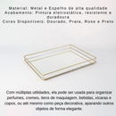 Bandeja Helo Decorativa de Espelho com Metal Base Retangular 20x30cm Organização Ambientes