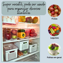Kit 2 e 4 Organizadores de Geladeira 3,8, 2,8, 1,9 e 1,4 Litros Cesto com Tampa Multiuso Alimento Verdura e Vegetal