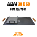 Chapa Bifeteira 30x60 Fogão Com/ Sem Abafador c/ Cabo de Madeira