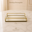 Bandeja Decorativa Espelhada Multiuso Retangular ou Redonda Porta Maquiagem ou Perfume Dourada