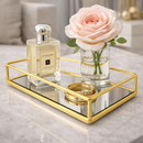 Bandeja Decorativa Espelhada Multiuso Retangular ou Redonda Porta Maquiagem ou Perfume Dourada