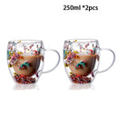 Caneca Flowers Artesanal em Vidro Duplo