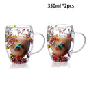Caneca Flowers Artesanal em Vidro Duplo