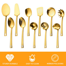 Kit 11/4 Peças Utensílios de Cozinha Dourado - Espátula Colher Concha Escumadeira Pegador de Pizza