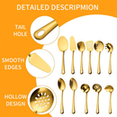 Kit 11/4 Peças Utensílios de Cozinha Dourado - Espátula Colher Concha Escumadeira Pegador de Pizza