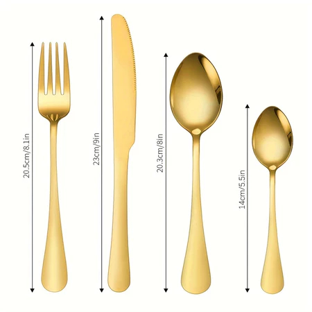 Jogo Talheres 24 Peças Faqueiro Dourado Aço Inox Premium Luxo cozinha Com Maleta