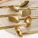 Kit 11/4 Peças Utensílios de Cozinha Dourado - Espátula Colher Concha Escumadeira Pegador de Pizza