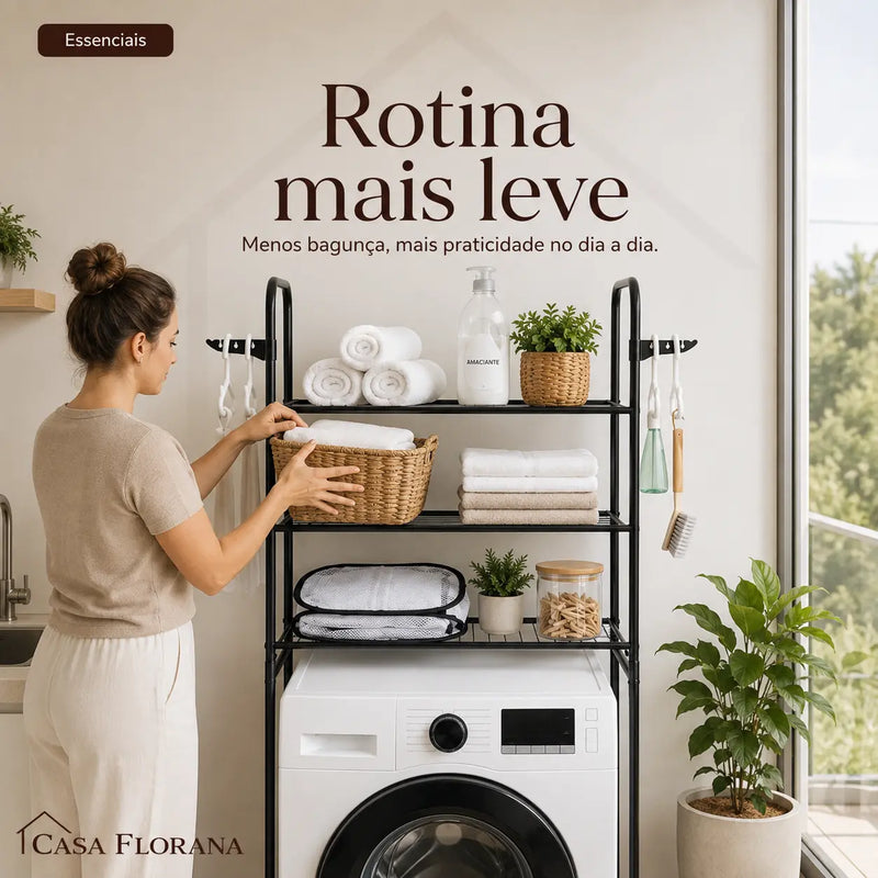 Estante Organizadora Lavanderia Sobre Maquina De Lavar Aço.