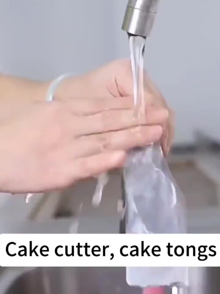 Faca para bolo de 1 peça, fatiador de bolo em aço inoxidável, pegador de bolo com cabo de plástico