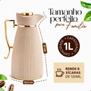 Garrafa Térmica Zaya Tuut 1L Canelada Design Sofisticado, Mantém Bebidas Quentes E Frias, Ideal Para Café E Chá Nude